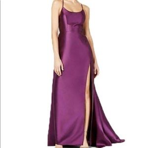 B Darlin Plum Purple Leg Slit Train Dress Size 1